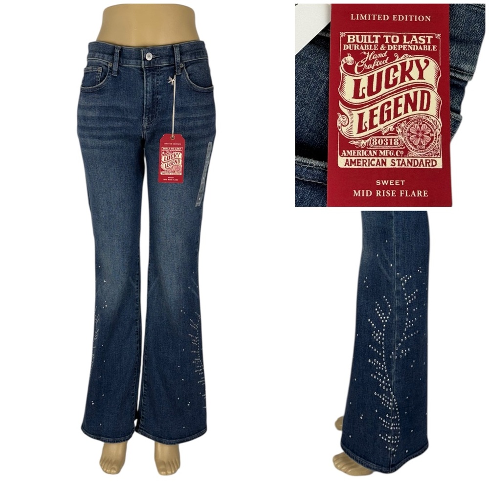 Lucky Brand Womens 10 / 30 Jeans Blue Sweet Mid Rise Flare Limited Edition NWT